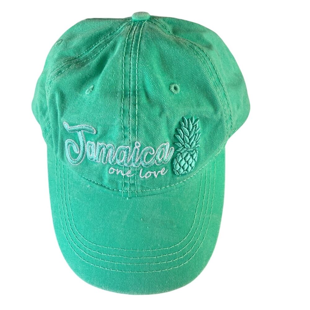 SKU3324 Jamaica "One Love" Embroidered Pineapple Cap (Aqua Teal Green)